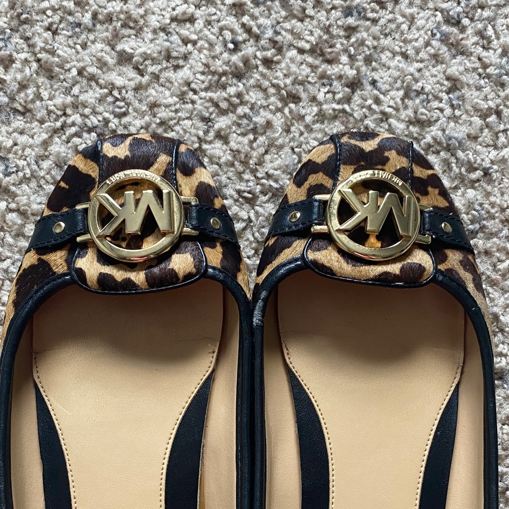 Michael Kors Animal Print Flats with Gold Accent - Picture 6 of 14